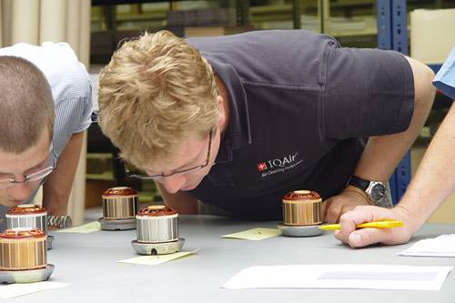 Olfactory test of fan motor components as part of research & development work to eliminate varnish odors.